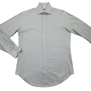 Piattelli Barneys New York Shirt Mens 15/34 Plaid Check Long Sleeve Button Up